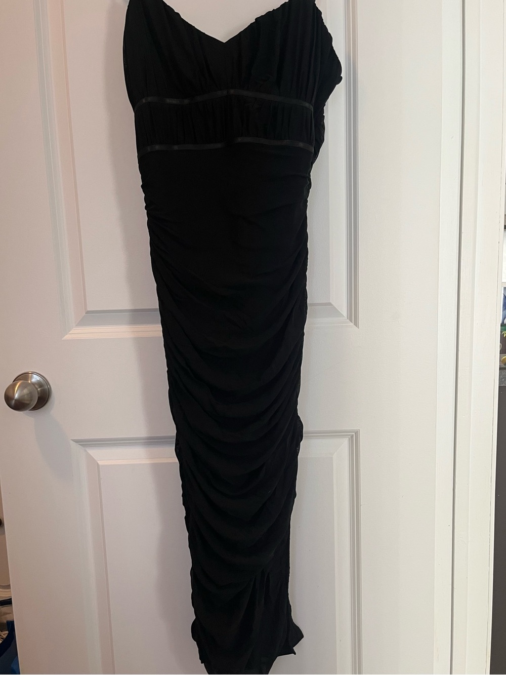 Black Ruched bodycon Evening Gown